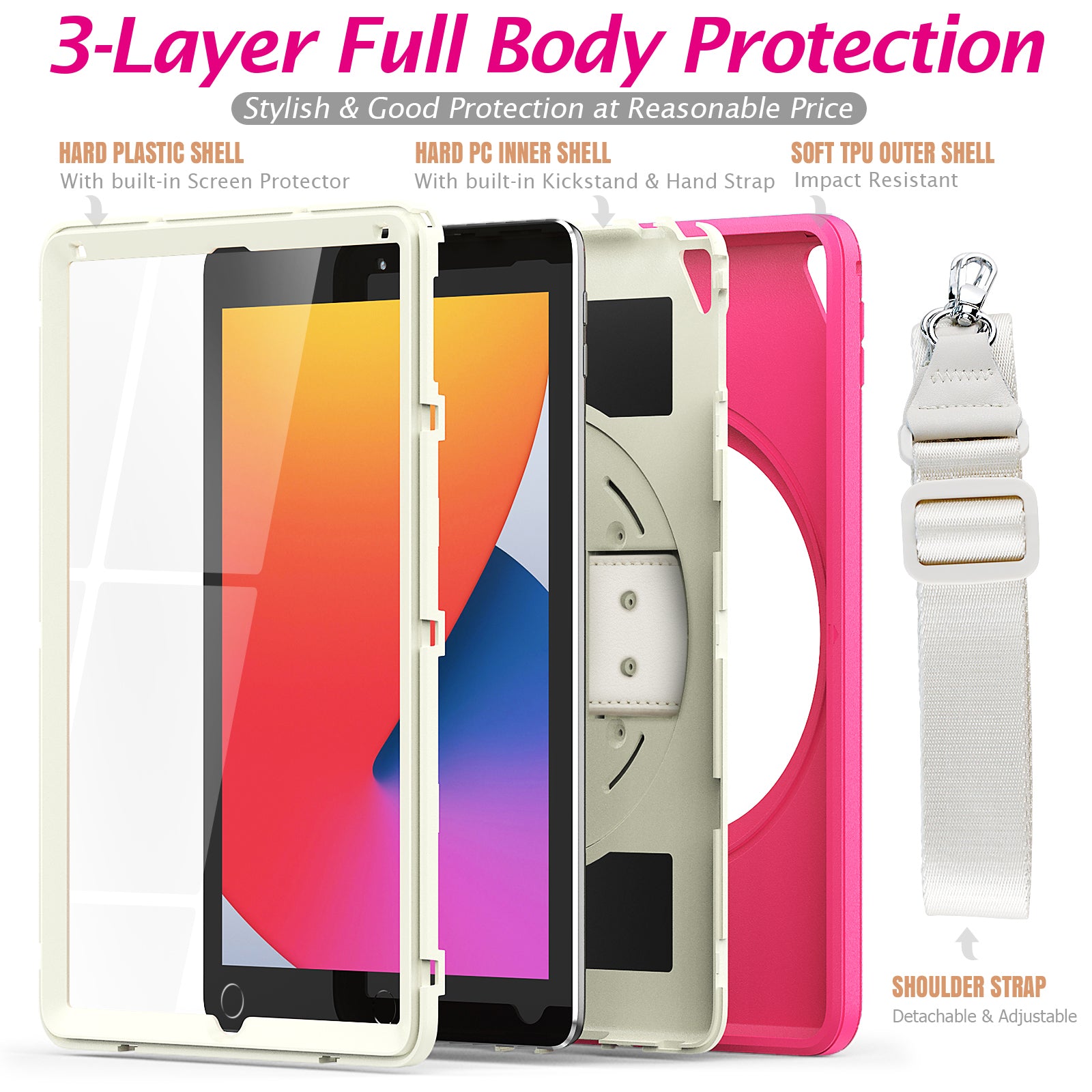 Kids Shockproof Strap Stand Case for iPad 10.2" (2019/2020/2021)