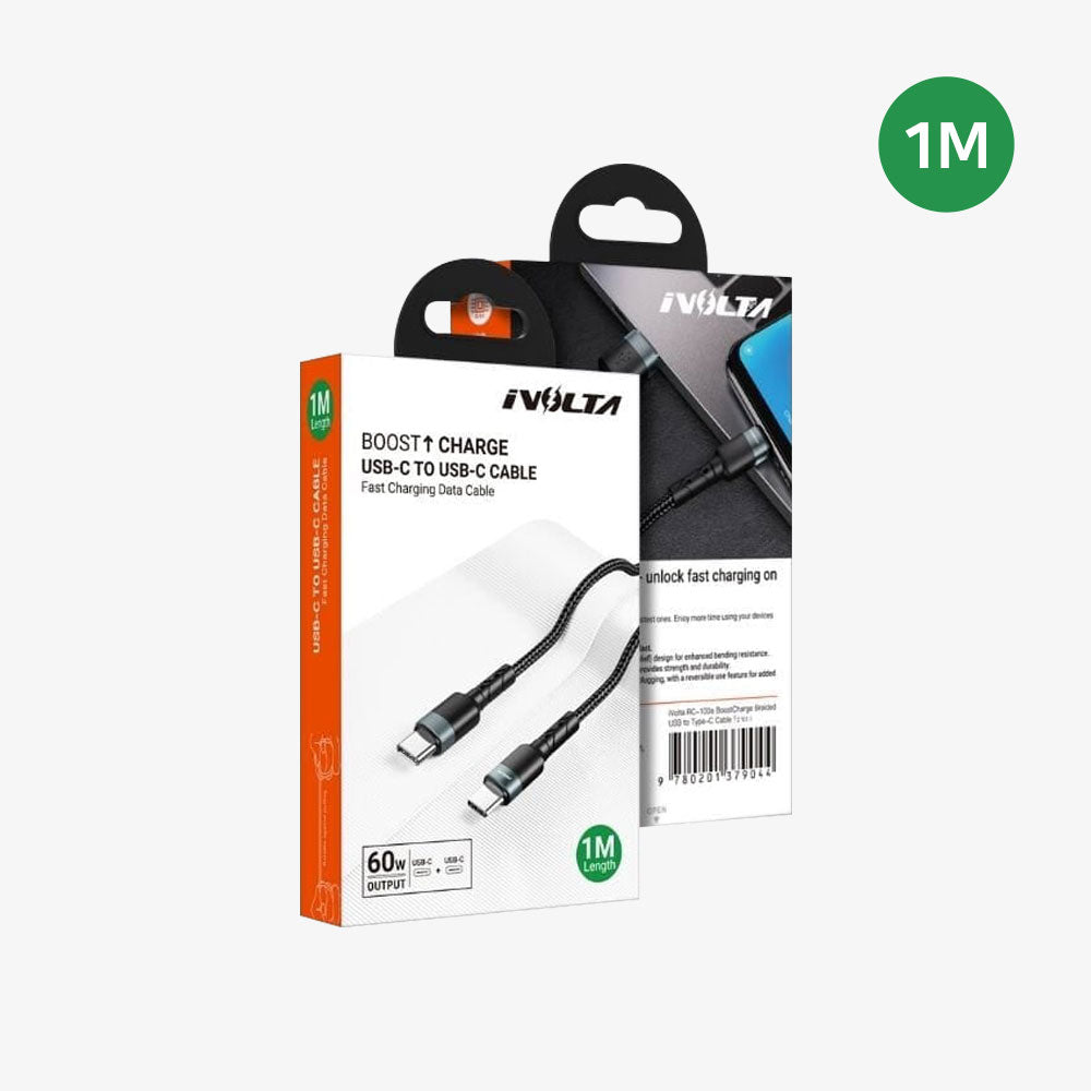 iVolta [RC-102a] BoostCharge 1m Braided Type-C to Type-C Cable