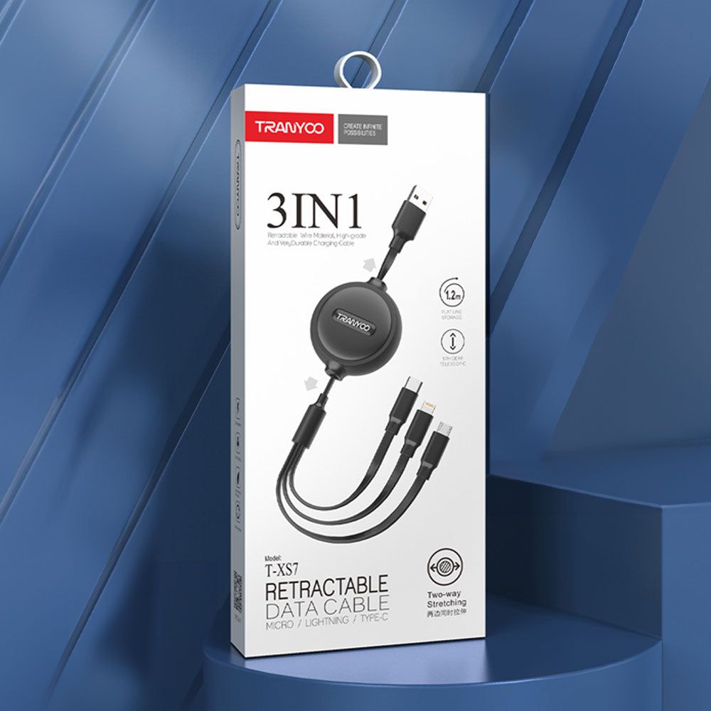 [T-XS7] 3 in 1 Data Cable 1.2m (Lightning / Type-C / Micro)