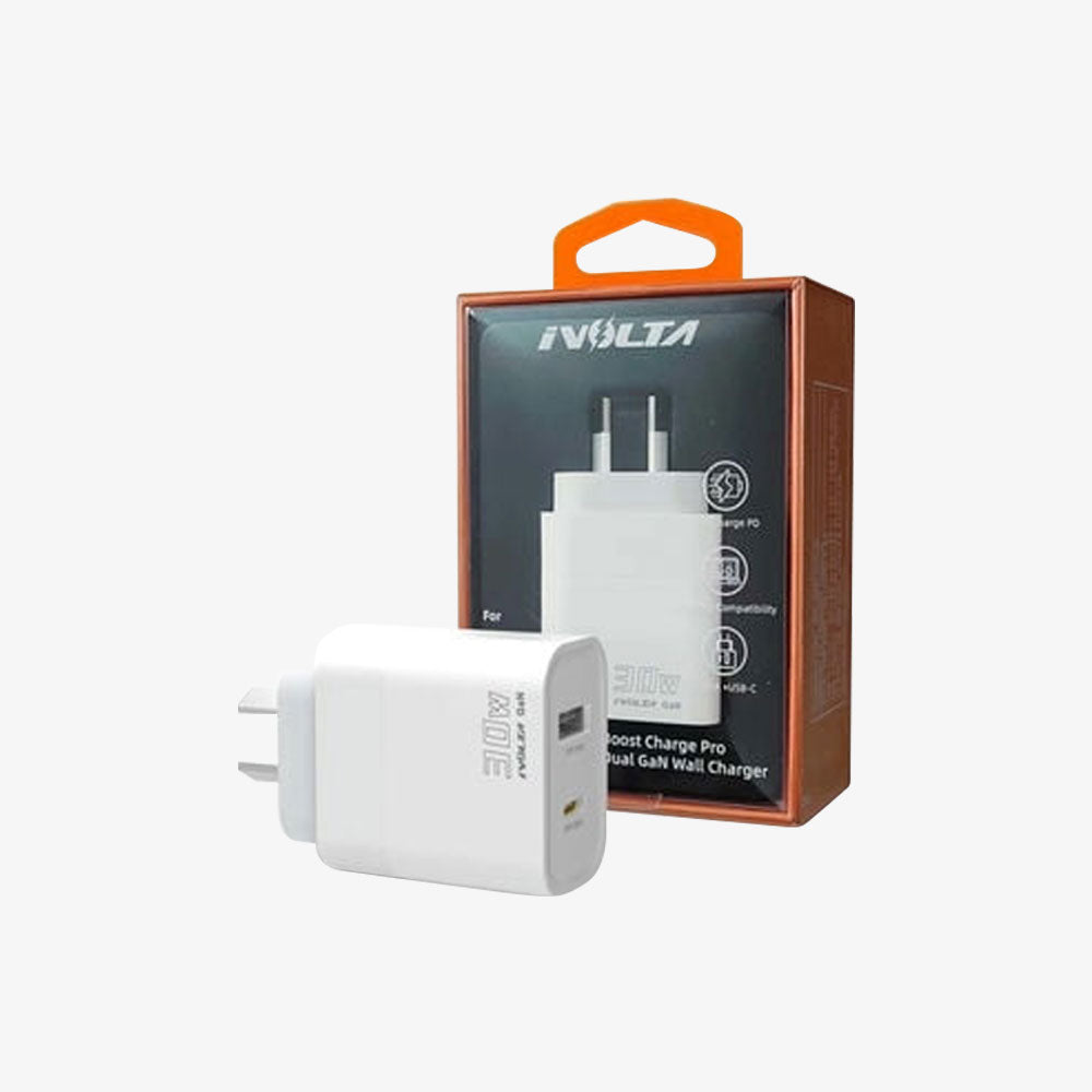 iVolta BOOST↑GaN 30W USB-C PD + USB-A Wall Charger [Certified]