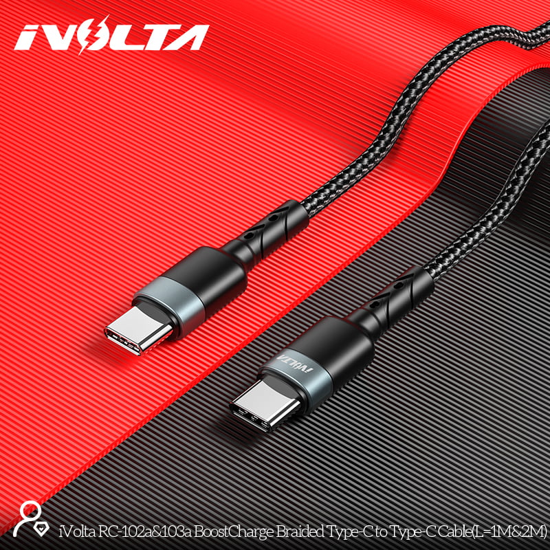 iVolta [RC-102a] BoostCharge 1m Braided Type-C to Type-C Cable