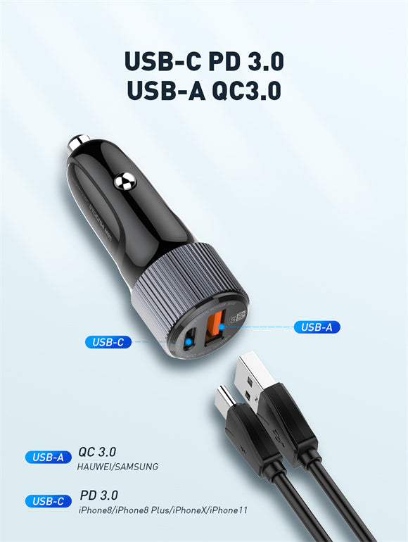 [C510Q] 36W Dual USB Ports Fast Car charger