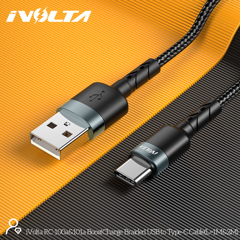 iVolta [RC-100a] BoostCharge 1m Braided USB to Type-C Cable