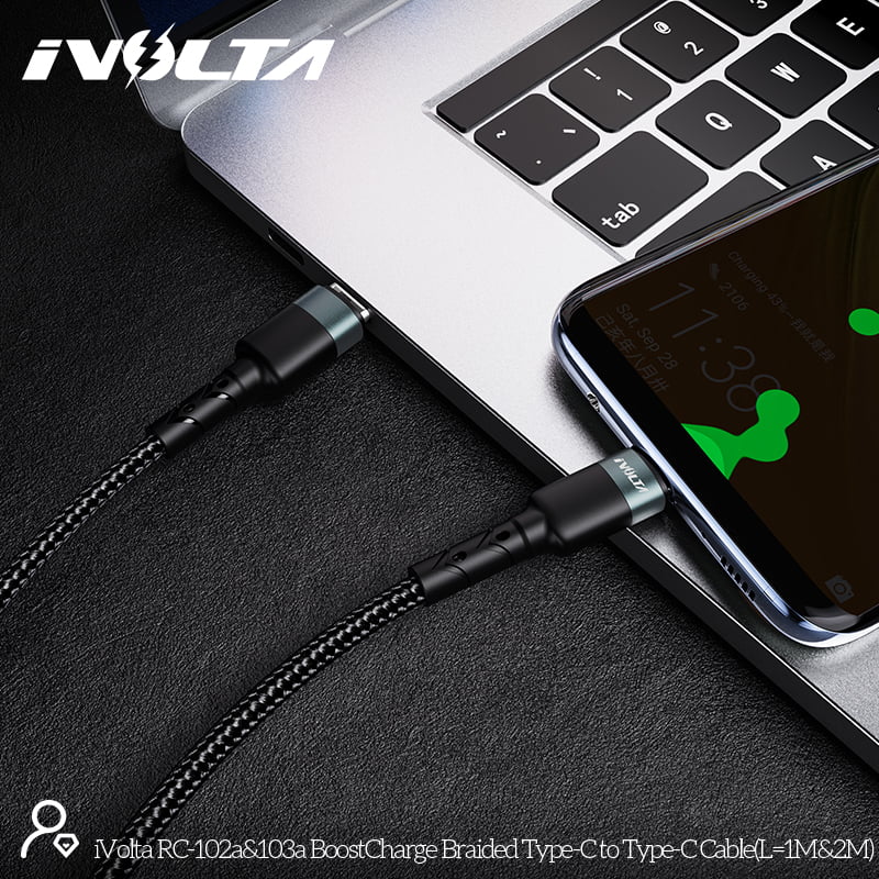 iVolta [RC-103a] BoostCharge 2m Braided Type-C to Type-C Cable